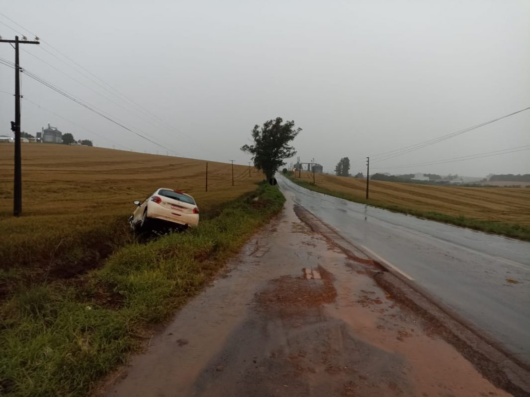 Saída de pista seguida de capotamento é registrada na SC 480 em Bom Jesus