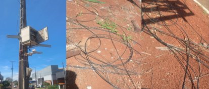 VÍDEO: fios e cabos soltos de empresas de internet estão chamando a atenção em diversos pontos de Xanxerê