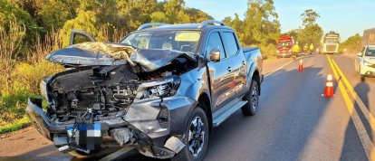 Acidente entre três veículos deixa dois homens feridos na BR-282, em Xanxerê