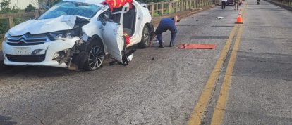 Colisão traseira deixa mulher ferida na SC-480 em Chapecó