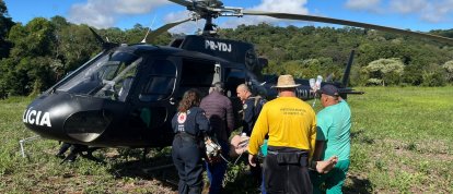 Aeronave do SAER/Fron socorre vítima de atropelamento em Chapecó