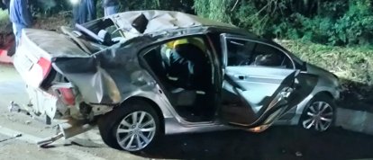 Motorista fica ferido após saída de pista na BR-282 em Ponte Serrada