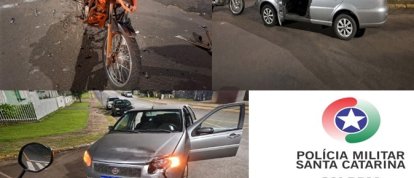 Colisão entre carro e motocicleta deixa dois feridos em Xanxerê