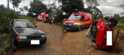 Colisão entre dois veículos seguida de capotamento deixa idoso ferido no interior de Xavantina