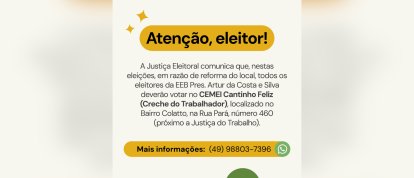 Eleitores da EEB Pres. Artur da Costa e Silva terão novo local de votação em Xanxerê