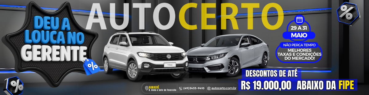 banner auto certo xanxerê até dia 31.05.2025