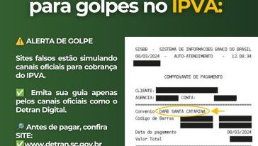 Detran/SC alerta para golpes com páginas falsas para pagamento do IPVA