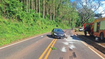 Colisão frontal deixa dois feridos na SC-283, no Oeste