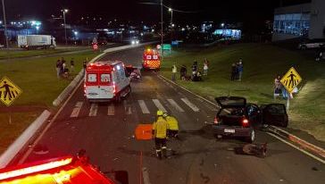 Colisão entre dois carros deixa motorista ferido na BR-282, em Xanxerê