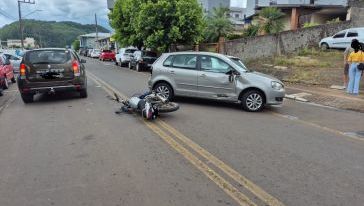 Motociclista fica ferido após colisão em Saudades, no Oeste 