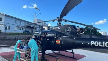 Aeronave da Polícia Civil realiza transferência de paciente com infarto entre hospitais no Oeste