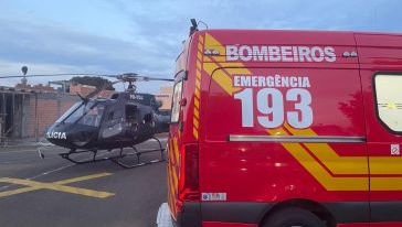 Criança atropelada em Nova Erechim é transferida de helicóptero ao HRO em Chapecó