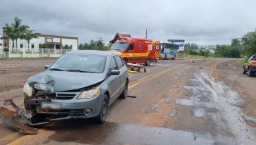 Motociclista fica ferido e é levado ao hospital após colisão na SC-163 no Oeste 