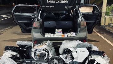 PMRv apreende 16 iPhones, anabolizantes, iPad e motos elétricas em abordagem na SC-480 em Chapecó