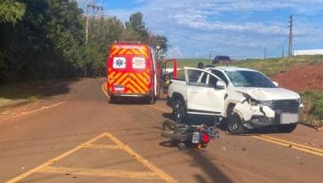 Motociclista fica ferido após colisão frontal com caminhonete na SC-480, em Xanxerê