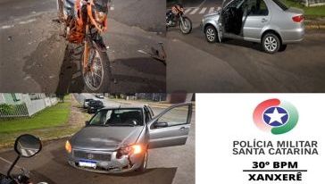 Colisão entre carro e motocicleta deixa dois feridos em Xanxerê