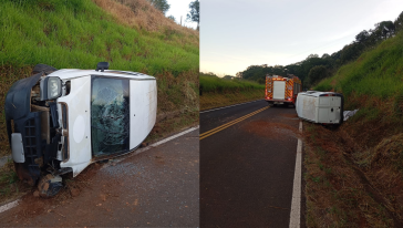 Carro capota na SC-154 em Itá e deixa quatro pessoas feridas, incluindo duas crianças