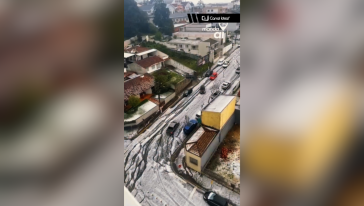 VÍDEO: granizo cobre rua e chama atenção após temporal no Alto de Mafra