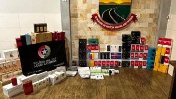 Carga de descaminho trazida do Paraguai é apreendida dentro de ônibus na SC-163