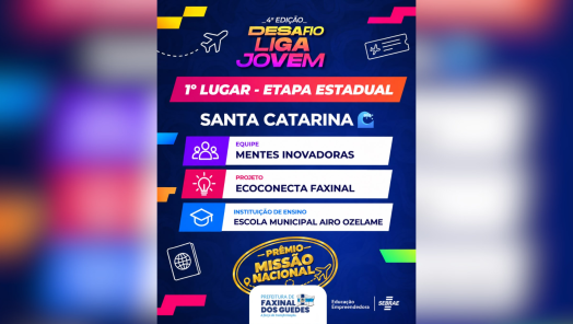 Escola Municipal Airo Ozelame conquista 1º lugar em SC no Desafio Liga Jovem