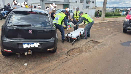 Motociclista fica ferido em colisão com automóvel no Bairro Primo Tacca, em Xanxerê