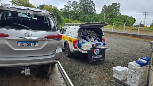 Homem é preso após capotamento de caminhonete furtada carregada com 631 kg de maconha 