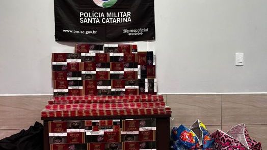 PMRv apreende mais de 800 maços de cigarros e mercadorias ilegais na SC-157, em São Lourenço do Oeste