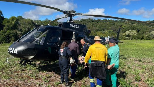 Aeronave do SAER/Fron socorre vítima de atropelamento em Chapecó