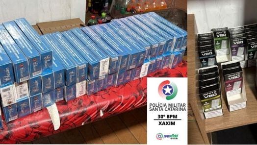 Dono de estabelecimento é preso por contrabando após apreensão de cigarros e cigarros eletrônicos em Xaxim