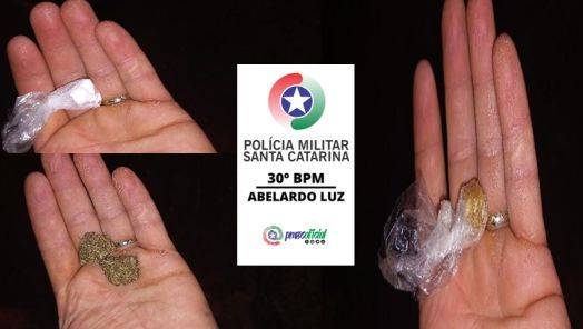 Casal é flagrado com maconha, cocaína e crack durante abordagem da Polícia Militar em Abelardo Luz