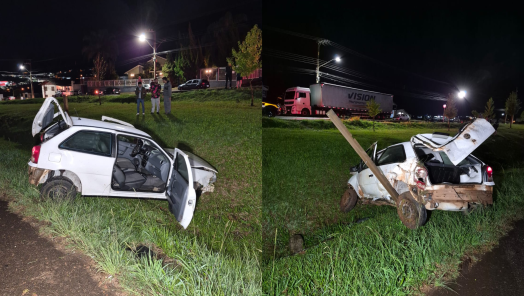 Motorista é ejetado após capotamento na BR-282 em Ponte Serrada