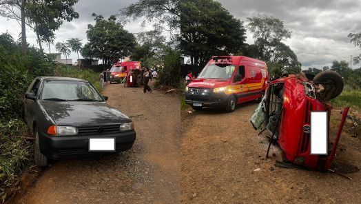 Colisão entre dois veículos seguida de capotamento deixa idoso ferido no interior de Xavantina