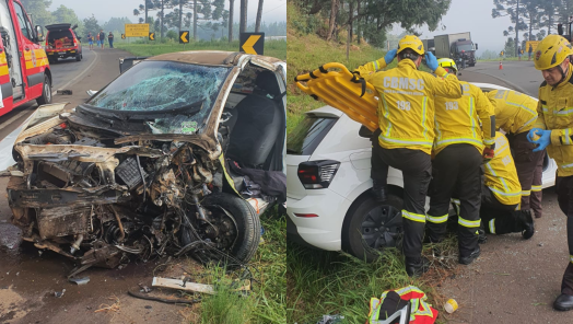 Grave colisão frontal na BR-282 deixa dois feridos em Joaçaba