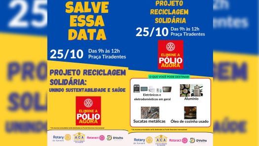 Projeto Reciclagem Solidária une sustentabilidade e saúde em ação do Rotary Club neste sábado (25), em Xanxerê