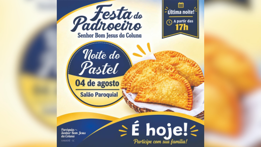 Noite do Pastel acontece nesta terça-feira (04) durante a Festa do Padroeiro em Xanxerê