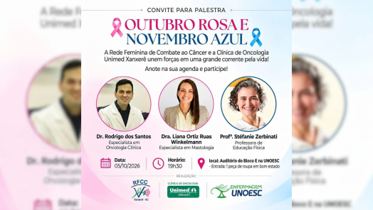 Palestra em Xanxerê reúne ações do Outubro Rosa e Novembro Azul