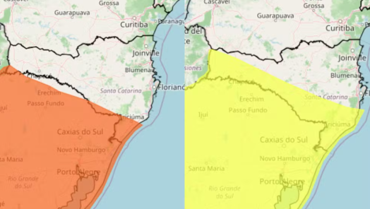 Santa Catarina entra em alerta para tempestades com chuva intensa, ventos de até 100 km/h e granizo