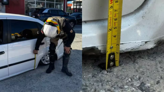 Carro rebaixado a menos de 3 centímetros do chão é flagrado na SC-403 em Florianópolis