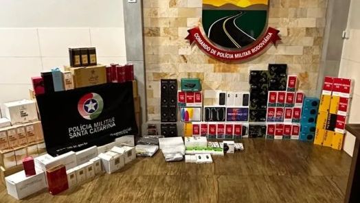 Carga de descaminho trazida do Paraguai é apreendida dentro de ônibus na SC-163