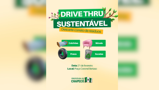 Prefeitura promove Drive Thru Sustentável para recolhimento de resíduos recicláveis em Chapecó