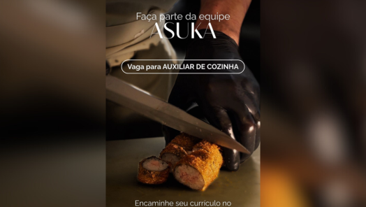 ASUKA abre vaga para Auxiliar de Cozinha