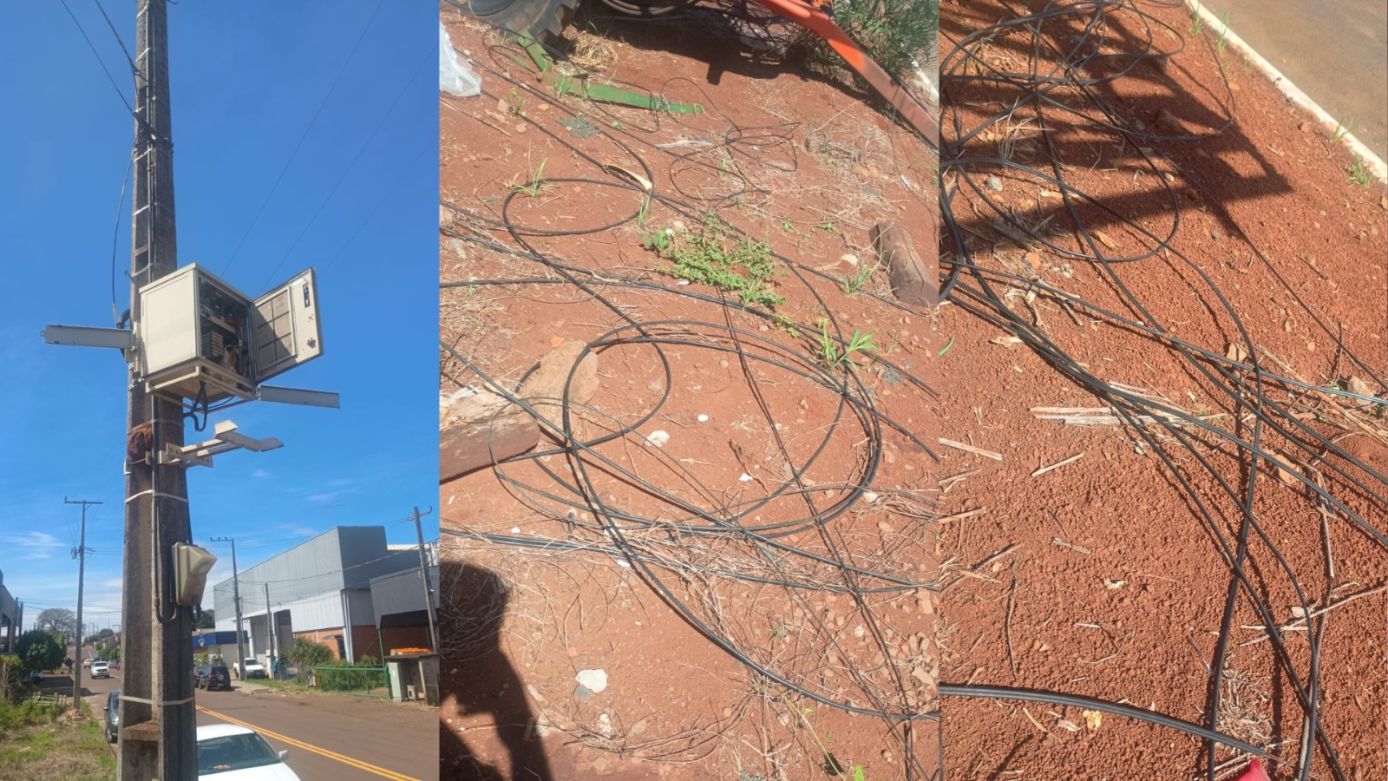 VÍDEO: fios e cabos soltos de empresas de internet estão chamando a atenção em diversos pontos de Xanxerê