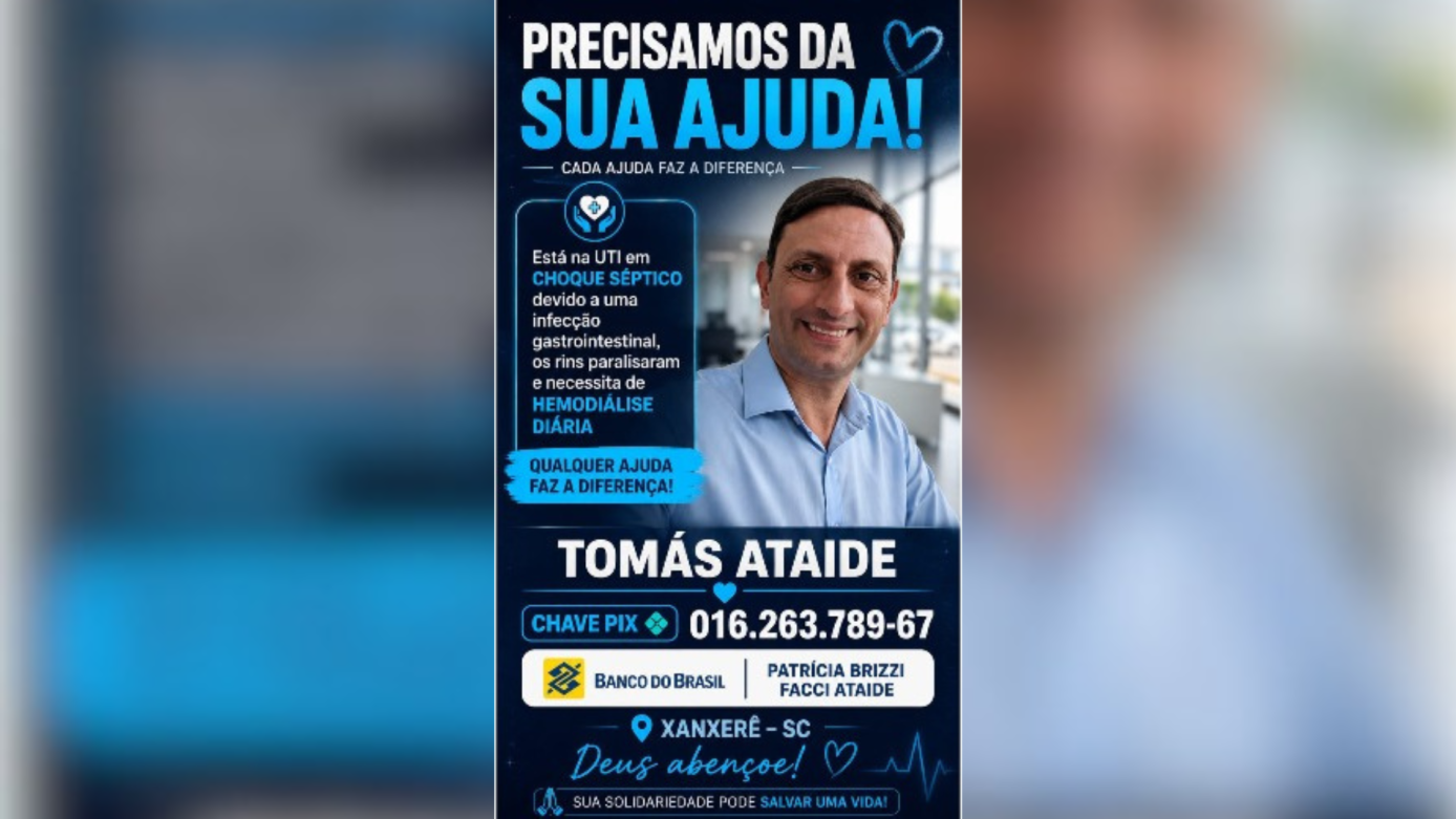 Morador de Xanxerê enfrenta grave problema de saúde e família pede ajuda da comunidade