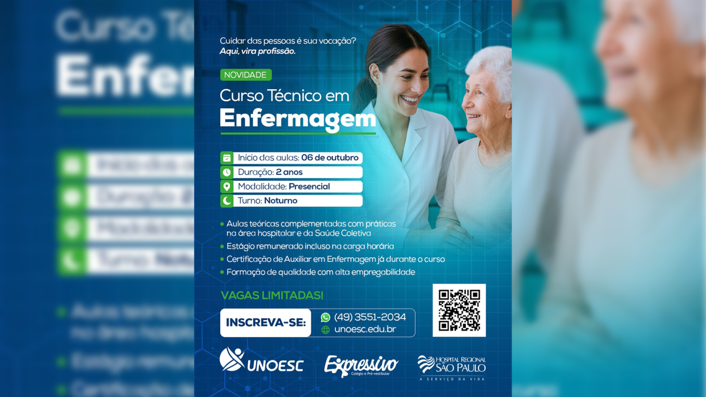 VÍDEO - Novidade na Unoesc Xanxerê: Curso Técnico em Enfermagem
