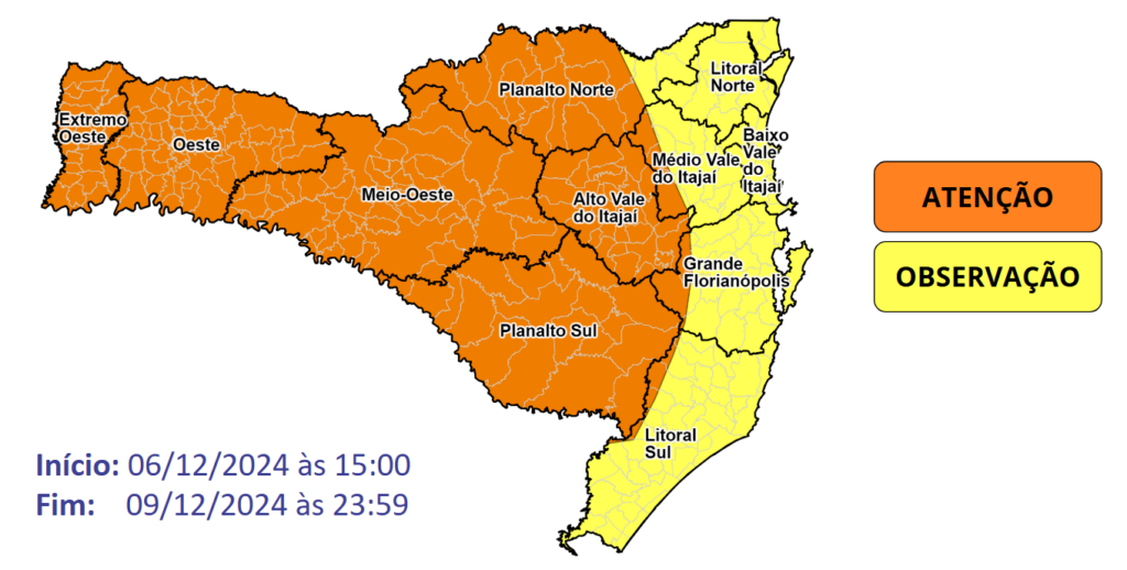 ALERTA: região Oeste pode registrar cerca de 200 mm de chuva neste final de semana, diz Defesa Civil 