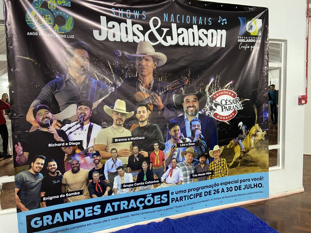 VÍDEO: programação de aniversário de Abelardo Luz terá show gratuito de Jads e Jadson