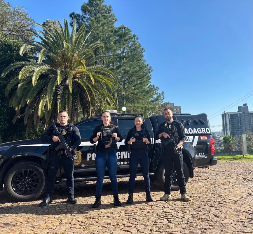 Policiais civis de Xanxerê que fazem parte da Operação Protetor, prestam apoio de segurança no Rio Grande do Sul 