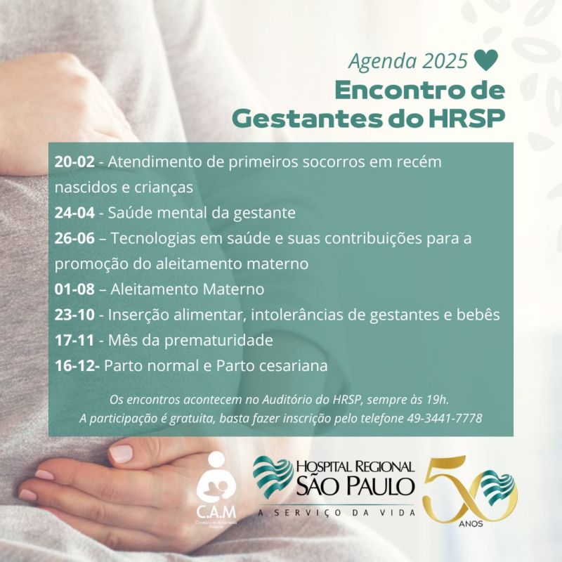 HRSP divulga cronograma anual dos Encontros de Gestantes de 2025