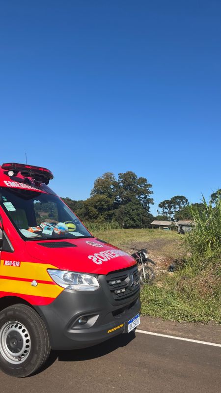 Motociclista sofre queda e é encaminhado ao hospital em município do Oeste
