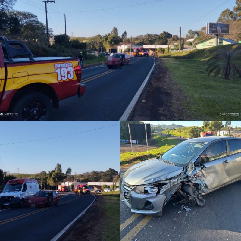 Colisão frontal entre veículos registrada na SC-480, em Xanxerê, resulta em sete vítimas